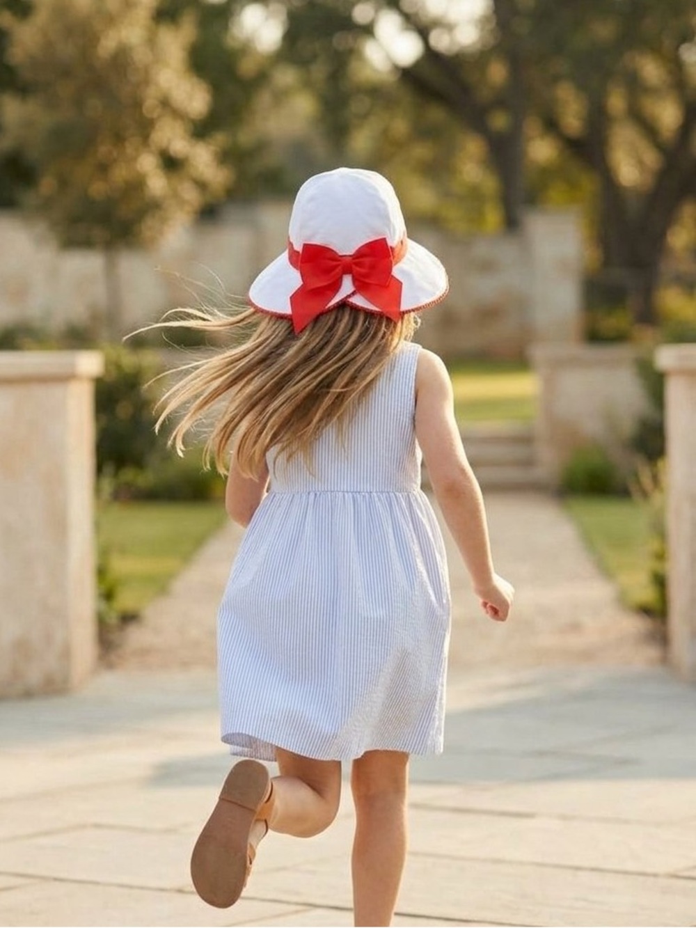 Janie and Jack Classic Bow Sun Hat Size 6-8 Years